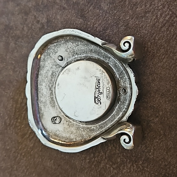 Vintage BRIGHTON 1996 Silver Plated Floral Heart Castlecore Desk Clock - Picture 3 of 6